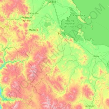 Mapa topográfico Provincia de Puno, altitud, relieve