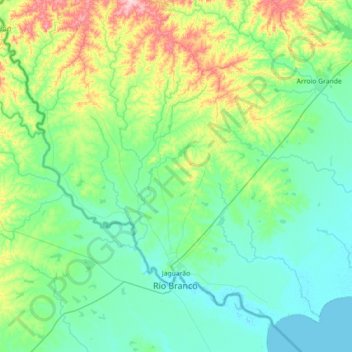 Mapa topográfico Yaguarón, altitud, relieve