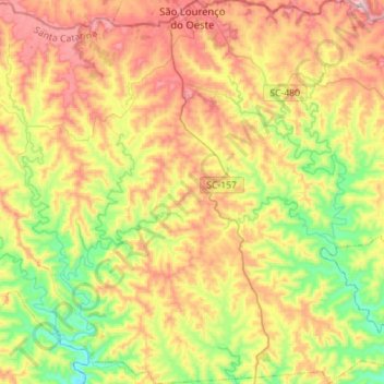 Mapa topográfico São Lourenço do Oeste, altitud, relieve