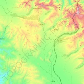 Mapa topográfico Cordillera Apolobamba, altitud, relieve