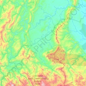 Mapa topográfico Nieva, altitud, relieve