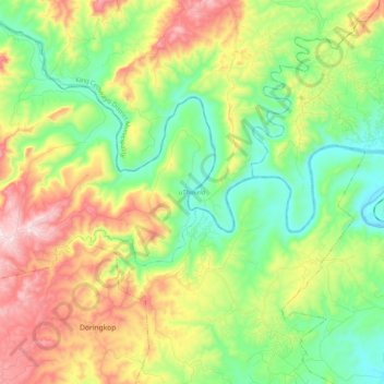 Mapa topográfico uThukela, altitud, relieve