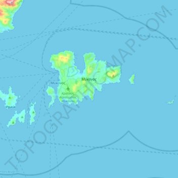 Mapa topográfico Municipality of Mykonos, altitud, relieve