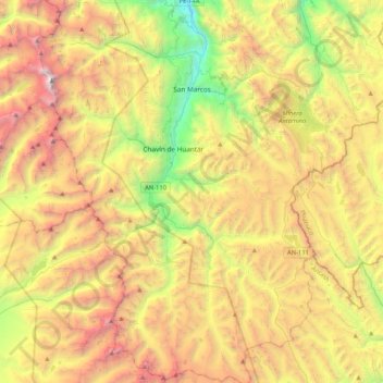 Mapa topográfico San Marcos, altitud, relieve
