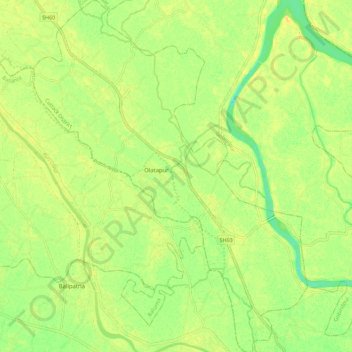 Mapa topográfico Olatapur, altitud, relieve