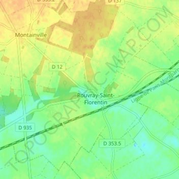 Mapa topográfico Rouvray-Saint-Florentin, altitud, relieve