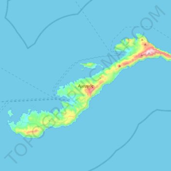 Mapa topográfico Amorgos, altitud, relieve