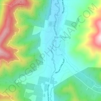 Mapa topográfico Wandiligong, altitud, relieve