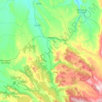 Mapa topográfico Allepuz, altitud, relieve