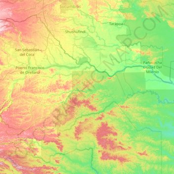 Mapa topográfico Francisco de Orellana, altitud, relieve