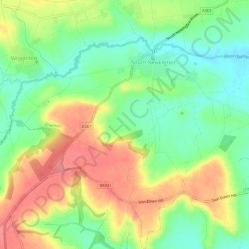 Mapa topográfico South Newington, altitud, relieve