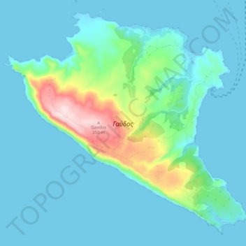 Mapa topográfico Gavdos, altitud, relieve