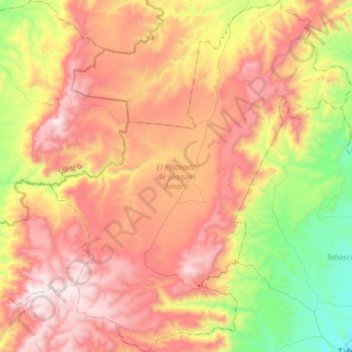 Mapa topográfico El Plateado de Joaquín Amaro, altitud, relieve
