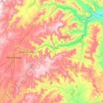 Mapa topográfico Emakhazeni Ward 5, altitud, relieve