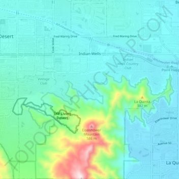 Mapa topográfico Indian Wells, altitud, relieve