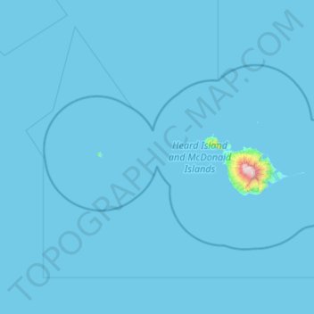 Mapa topográfico Heard Island and McDonald Islands, altitud, relieve