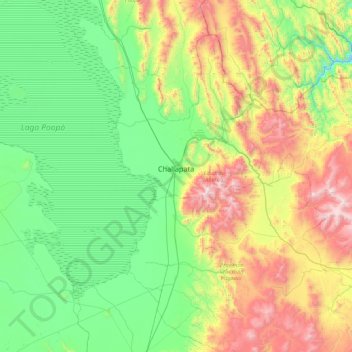 Mapa topográfico Challapata, altitud, relieve