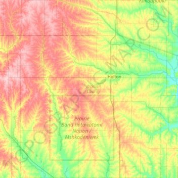 Mapa topográfico Jackson County, altitud, relieve
