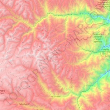 Mapa topográfico Huasahuasi, altitud, relieve