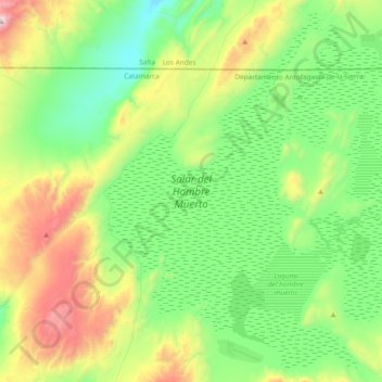 Mapa topográfico Salar del Hombre Muerto, altitud, relieve