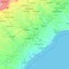 Mapa topográfico South Carolina, altitud, relieve