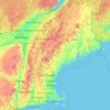 Mapa topográfico New England, altitud, relieve