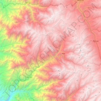 Mapa topográfico Aija, altitud, relieve