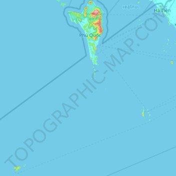 Mapa topográfico Phú Quốc, altitud, relieve