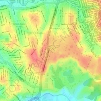 Mapa topográfico Polo Petroquímico de Capuava, altitud, relieve