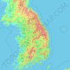 Mapa topográfico Korean Peninsula, altitud, relieve