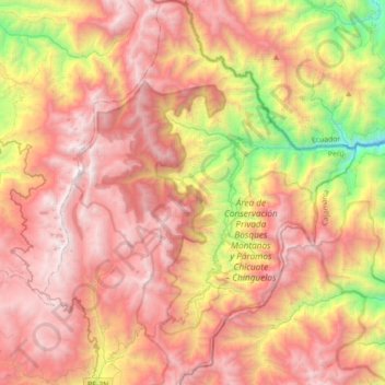 Mapa topográfico El Carmen de la Frontera, altitud, relieve