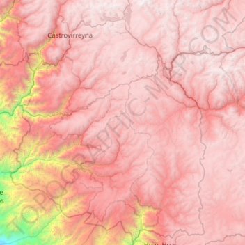 Mapa topográfico Huaytará, altitud, relieve