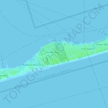 Mapa topográfico Village of Ocean Beach, altitud, relieve