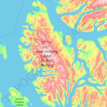 Mapa topográfico Île Axel Heiberg, altitud, relieve