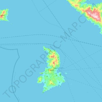 Mapa topográfico Municipality of Syros and Ermoupoli, altitud, relieve
