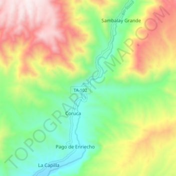 Mapa topográfico Río Sama, altitud, relieve
