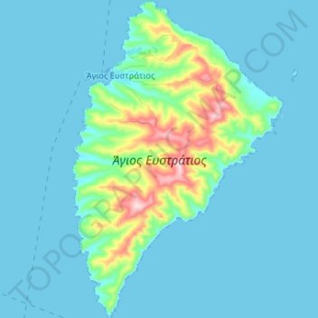 Mapa topográfico Agios Efstratios, altitud, relieve