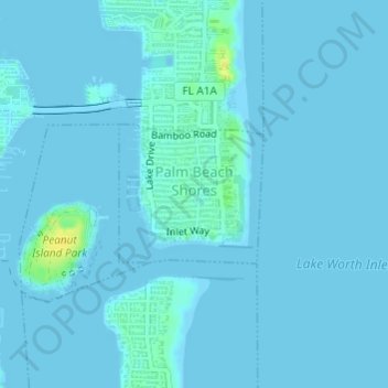 Mapa topográfico Palm Beach Shores, altitud, relieve