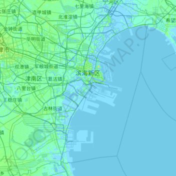 Mapa topográfico 滨海新区, altitud, relieve