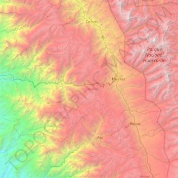 Mapa topográfico Provincia de Huaraz, altitud, relieve