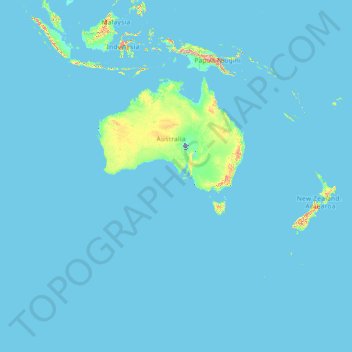Mapa topográfico Australie, altitud, relieve