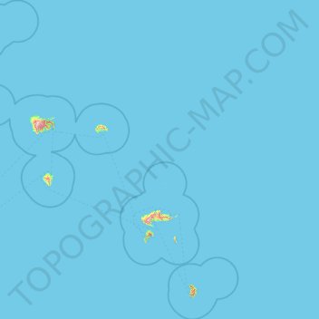 Mapa topográfico Marquesas Islands, altitud, relieve