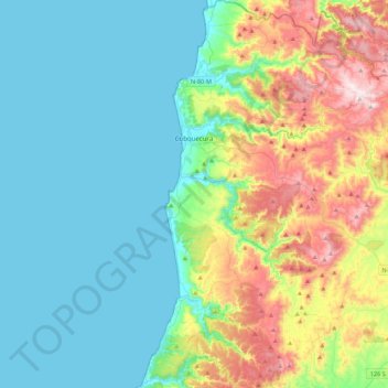 Mapa topográfico Cobquecura, altitud, relieve