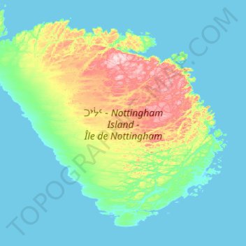 Mapa topográfico Nottingham Island, altitud, relieve