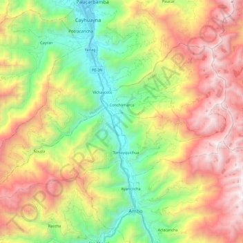 Mapa topográfico Conchamarca, altitud, relieve