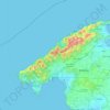 Mapa topográfico Serra de Tramuntana, altitud, relieve