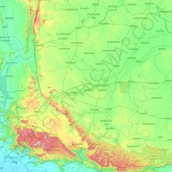 Mapa topográfico Nakhon Ratchasima Province, altitud, relieve