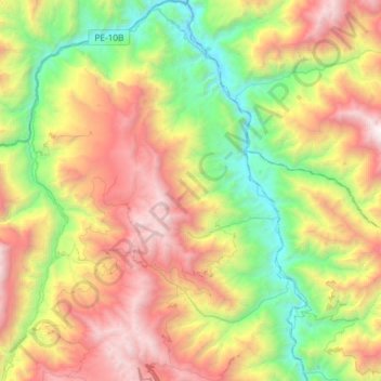 Mapa topográfico Sartimbamba, altitud, relieve