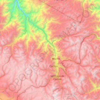 Mapa topográfico Río Tulumayo, altitud, relieve