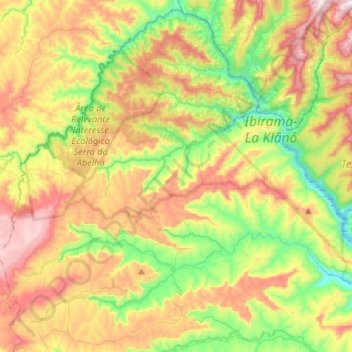 Mapa topográfico Vitor Meireles, altitud, relieve